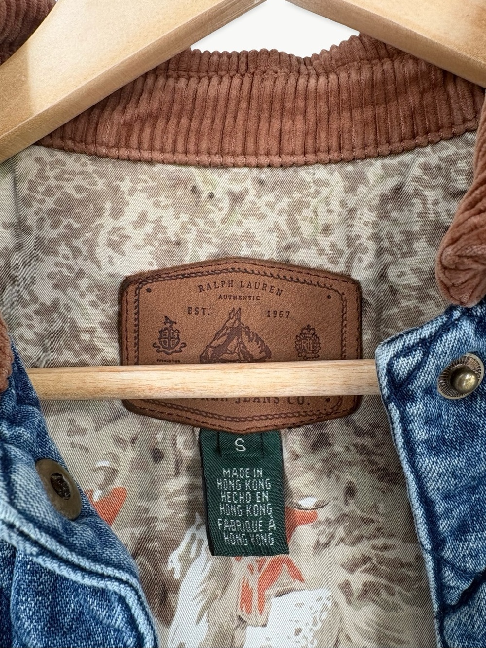 Vintage LRL Ralph Lauren Quilted Denim Chore Barn Jacket Size Small 90s Corduroy - Picture 3 of 16